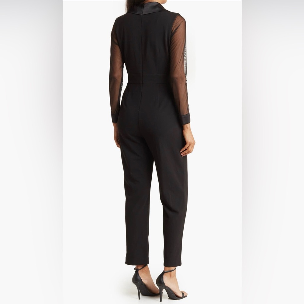 Eliza J Sheer Sleeve Black Jumpsuit (8) - Picture 2 of 13